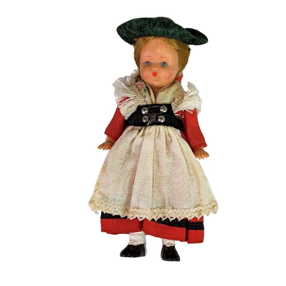 Little German 5.5" Girl Souvenir Doll Hard Plastic Painted Face Traditional
